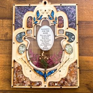 Wooden Hamsa Blessing for Home Good Luck Decor